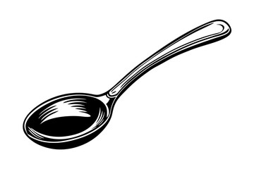 Canvas Print - Stainless steel soup spoon vector art illustration 