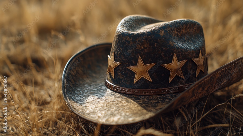 Classic Western Cowboy Hat with Stars and Stripes A Symbol