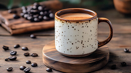 coffee beans and cup