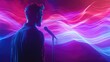 © arthit - Stylish Portrait of a Man Singing with Vibrant Lights
