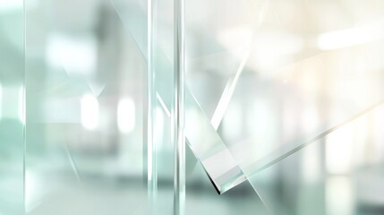 Poster - Light shining through intersecting glass panels creates a modern and abstract architectural design, suggesting transparency and innovation