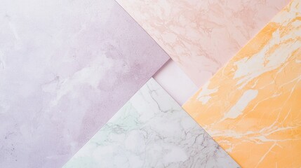 Four pastel marble pattern papers create a modern, trendy, elegant composition in soft colors. Perfect for creative projects with customizable empty space. Luxurious texture adds style