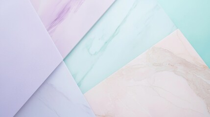 Poster - Geometric composition featuring pastel-colored marble and paper sheets forming an abstract design, ideal for backgrounds and design projects