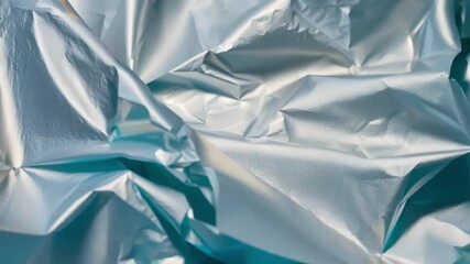 Poster - The shiny surface of crumpled silver foil reflects light, creating abstract shapes and textures that evoke an artistic feel in the room.