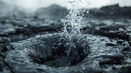 Poster - Water Splashing in a Volcanic Crater