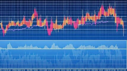 Poster - Abstract financial chart with line graph and data points, showing stock market trends.