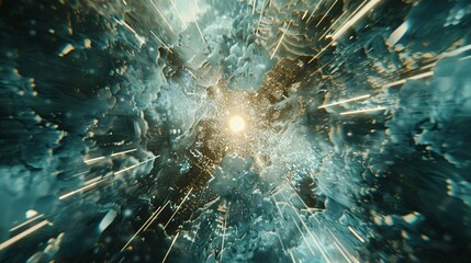 Ethereal Glow: Light Rays Expanding in All Directions from a Central Core