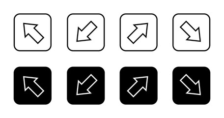 Poster - Upward rightward, downward leftward, upward leftward, and downward rightward arrow line icon on black square