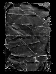 Poster - A black cardboard card shows significant aging and damage, with creases and a textured surface emphasizing its history and wear. Generative AI