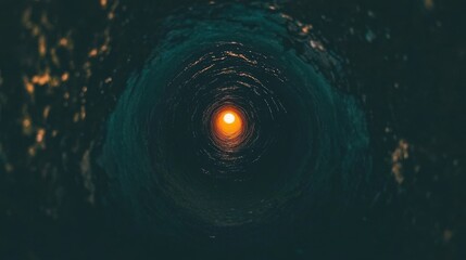 Canvas Print - A view from the bottom of a well, looking up at the light of the opening.