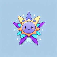 Poster - Cute Cartoon Sun with a Flowery Face