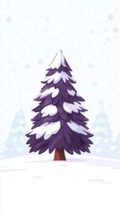 Wall Mural - Snowy Evergreen Tree in Winter Wonderland.