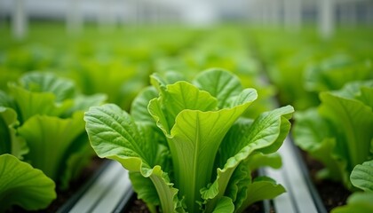 Sticker -  Vibrant green leafy vegetables growing in rows