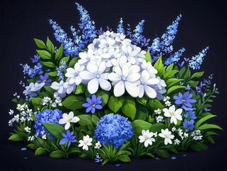 Sticker - Blue and White Flowers Bouquet.