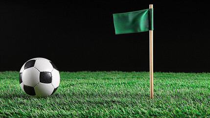 soccer ball near corner flag on vibrant green grass creates exciting scene