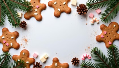 Poster -  Sweet Christmas cheer with festive gingerbread cookies and pine cones