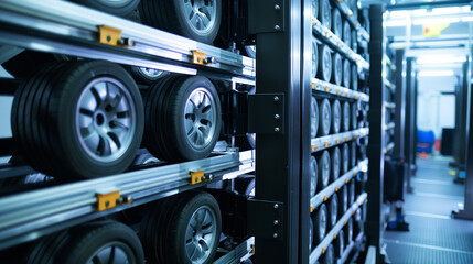 Poster - modern car wheels alignment testing system