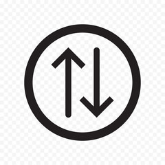 Data transfer arrows icon vector. Recycling, exchange, left and right and direction sing, up and down symbol arrow icon in transparent background. Vector illustration.