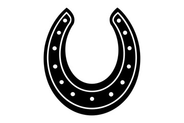 horseshoe emblem, black isolated silhouette vector