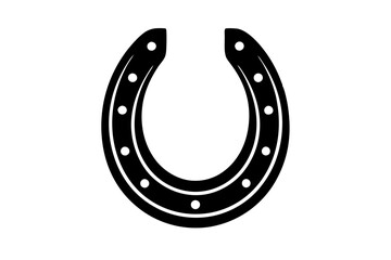 horseshoe emblem, black isolated silhouette vector