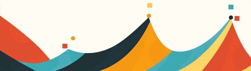 Wall Mural - abstract pattern with colorful waves, peaks and dots on white background.