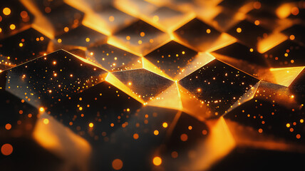 Poster - Lavish luxury 3D background with shimmering surfaces, deep hues, and intricate geometric patterns, ideal for enhancing premium brand visuals and creative projects.