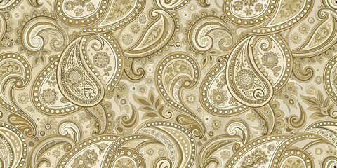 Wall Mural - An intricate tapestry of swirling, tear-drop shaped patterns, adorned with delicate floral motifs, forming a mesmerizing golden abstract design.