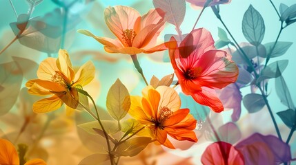 Canvas Print - Vibrant Floral Blooms: A Close-Up View of Delicate Petals