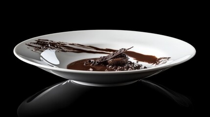 Elegant Chocolate Dessert on White Porcelain Plate