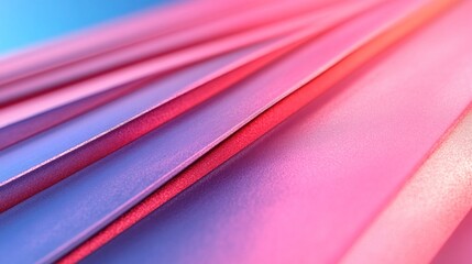 Poster - Colorful overlapping geometric shapes in shades of pink and blue radiate a vibrant energy, enhancing the creative atmosphere of the workspace during the late afternoon