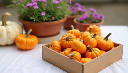 Sticker -  Autumn harvest charm with pumpkins and flowers