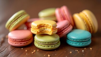 Poster -  Deliciously colorful macarons ready to be savored