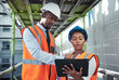 © peopleimages.com - Construction, online and people on tablet meeting for inspection, building and maintenance. Engineering, architecture and man and woman on digital tech for planning, infrastructure and collaboration