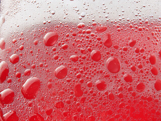 Wall Mural - refreshing ice cold soda with vibrant red color and condensation droplets, creating visually appeali