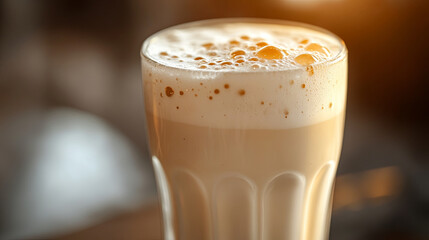 Wall Mural - refreshing glass of cream soda with frothy top, showcasing delightful blend of colors and textures. 