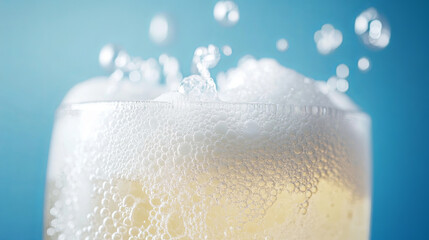 Wall Mural - sparkling cream soda with foam creates refreshing and bubbly experience. effervescence and creamy te