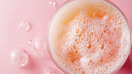 Wall Mural - refreshing iced cream soda with foam and bubbles, perfect for summer enjoyment. vibrant colors and f