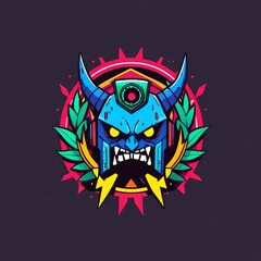 Cyber Demon Head Logo