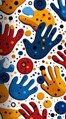 Naklejka na meble Playful doodle-inspired fabric pattern with hand-drawn shapes and bright colors