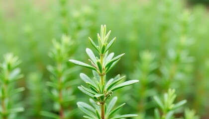 Poster -  Vibrant green leaves in a field symbolizing growth and natures beauty