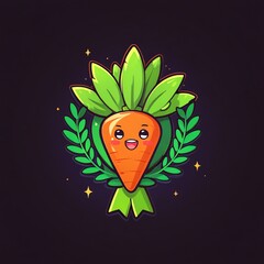 Canvas Print - Cute Cartoon Carrot with Happy Face