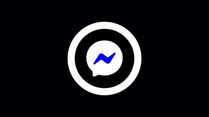 Poster - Messenger icon, chatting symbol flat design animation on black background.