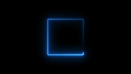 Wall Mural - Abstract neon line glowing rectangle frame background 4k illustration.