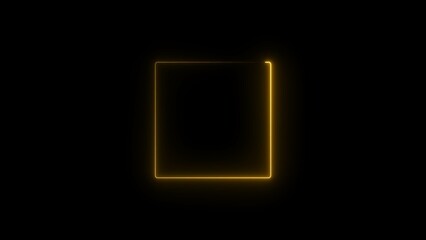Wall Mural - Abstract neon line glowing rectangle frame background 4k illustration.