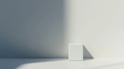 Poster - minimalist cube on a smooth surface with shadows
