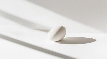 Poster - minimalist egg on white surface with shadows