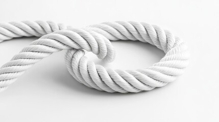 Poster - coiled white rope on plain background