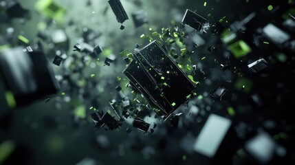 Wall Mural - abstract 3d green and black