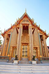 Wall Mural - A beautiful monastery of Wat Ratchabophit Sathitmahasimaram Ratchaworawihan, the most famous and invaluable Buddhist temple in Thailand. A symbol of Thai treasure, traditional, culture, Buddhism