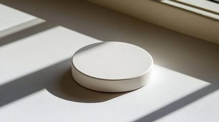 Poster - minimalist white object on clean surface with shadows